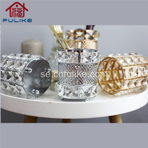 Crystal Makeup Brush Organizer Gold Silver Container